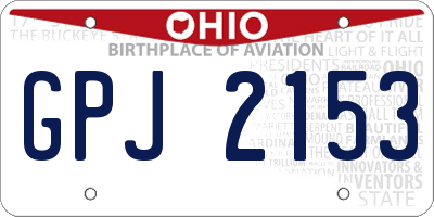 OH license plate GPJ2153
