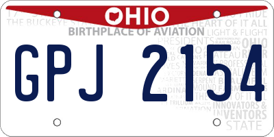 OH license plate GPJ2154