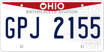 OH license plate GPJ2155