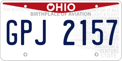 OH license plate GPJ2157