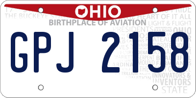 OH license plate GPJ2158
