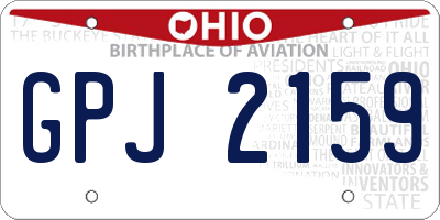 OH license plate GPJ2159