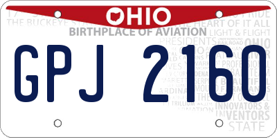 OH license plate GPJ2160