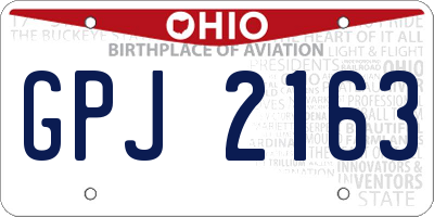 OH license plate GPJ2163