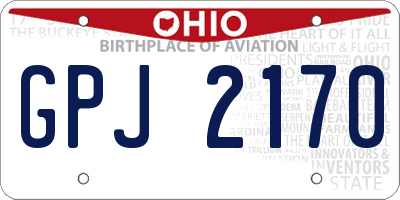 OH license plate GPJ2170