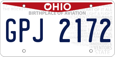 OH license plate GPJ2172