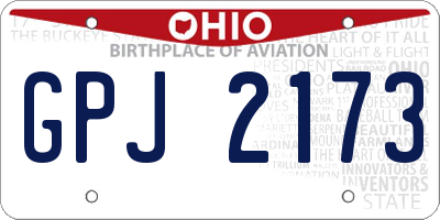 OH license plate GPJ2173