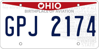 OH license plate GPJ2174