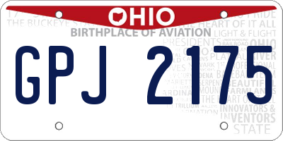 OH license plate GPJ2175