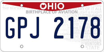 OH license plate GPJ2178