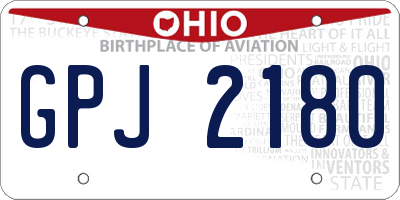 OH license plate GPJ2180