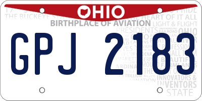 OH license plate GPJ2183