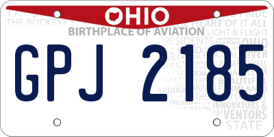 OH license plate GPJ2185