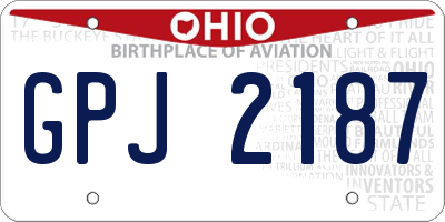 OH license plate GPJ2187
