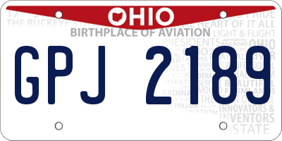 OH license plate GPJ2189