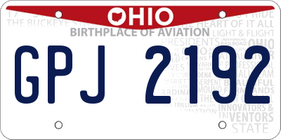 OH license plate GPJ2192