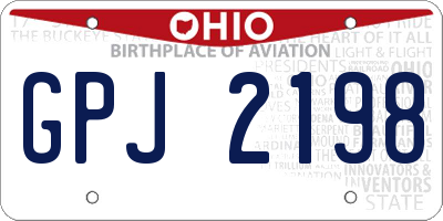 OH license plate GPJ2198
