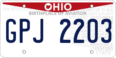 OH license plate GPJ2203