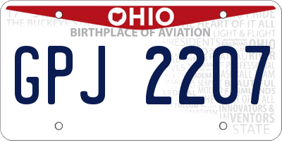 OH license plate GPJ2207