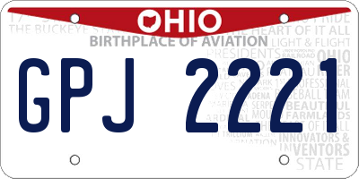 OH license plate GPJ2221