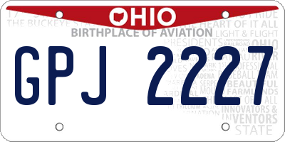 OH license plate GPJ2227