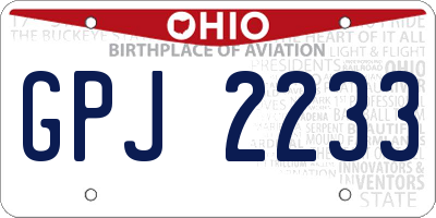 OH license plate GPJ2233