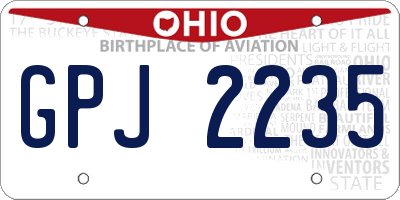 OH license plate GPJ2235