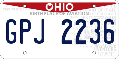 OH license plate GPJ2236