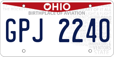 OH license plate GPJ2240