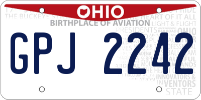 OH license plate GPJ2242