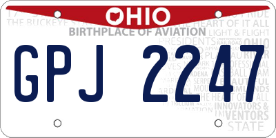 OH license plate GPJ2247