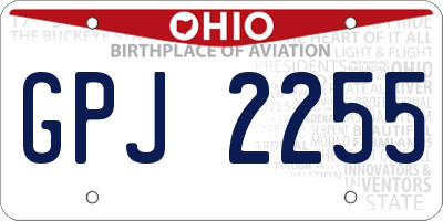 OH license plate GPJ2255