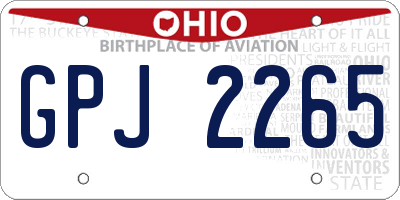 OH license plate GPJ2265