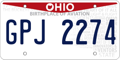 OH license plate GPJ2274