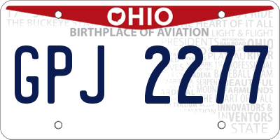 OH license plate GPJ2277
