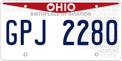 OH license plate GPJ2280