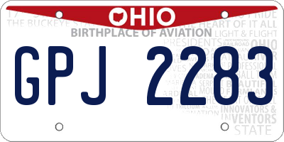 OH license plate GPJ2283