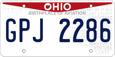 OH license plate GPJ2286