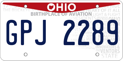 OH license plate GPJ2289