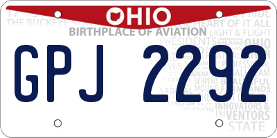 OH license plate GPJ2292