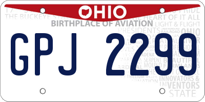 OH license plate GPJ2299