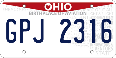 OH license plate GPJ2316