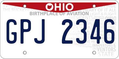 OH license plate GPJ2346