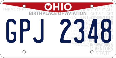 OH license plate GPJ2348