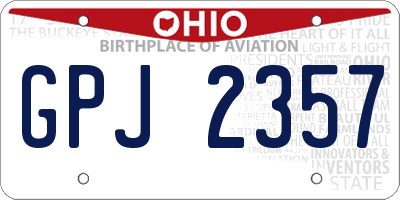 OH license plate GPJ2357