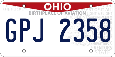 OH license plate GPJ2358