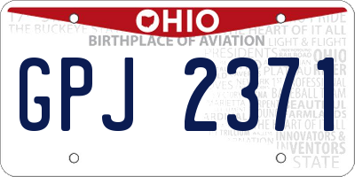OH license plate GPJ2371