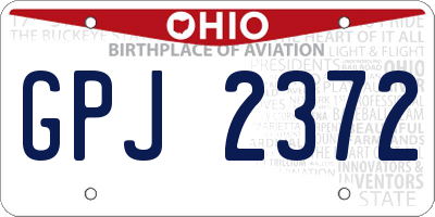 OH license plate GPJ2372