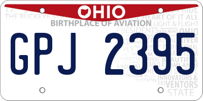 OH license plate GPJ2395