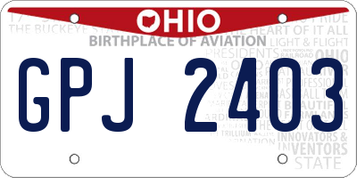OH license plate GPJ2403